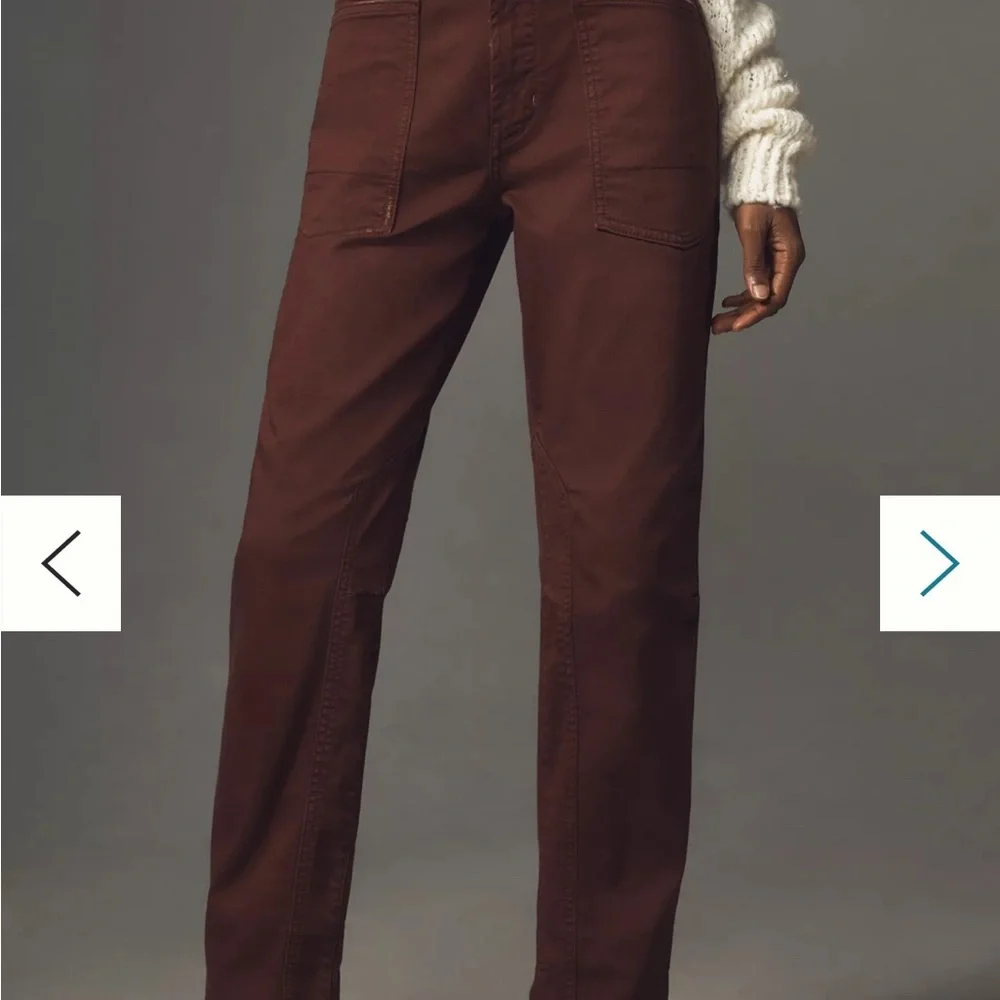 Pilcro High-Rise Straight-Leg Trousers in Deep Brown